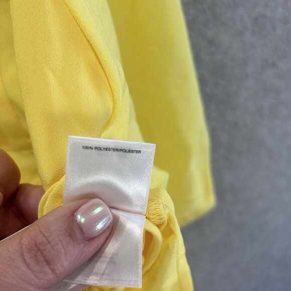 Anne Klein Womens XL Yellow Sheer Zip-Front Blouse NWT 3/4 Sleeve Colorful Beach - Picture 5 of 11